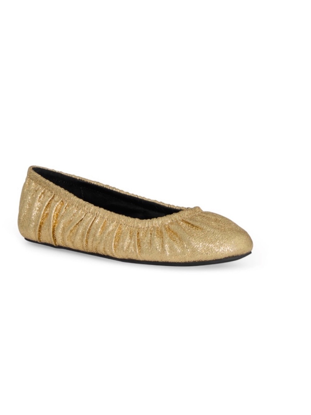 Rebecca Minkoff Ruched Bellet Vegan Leather Women’s Gold Flats Sz 7.5 NIB